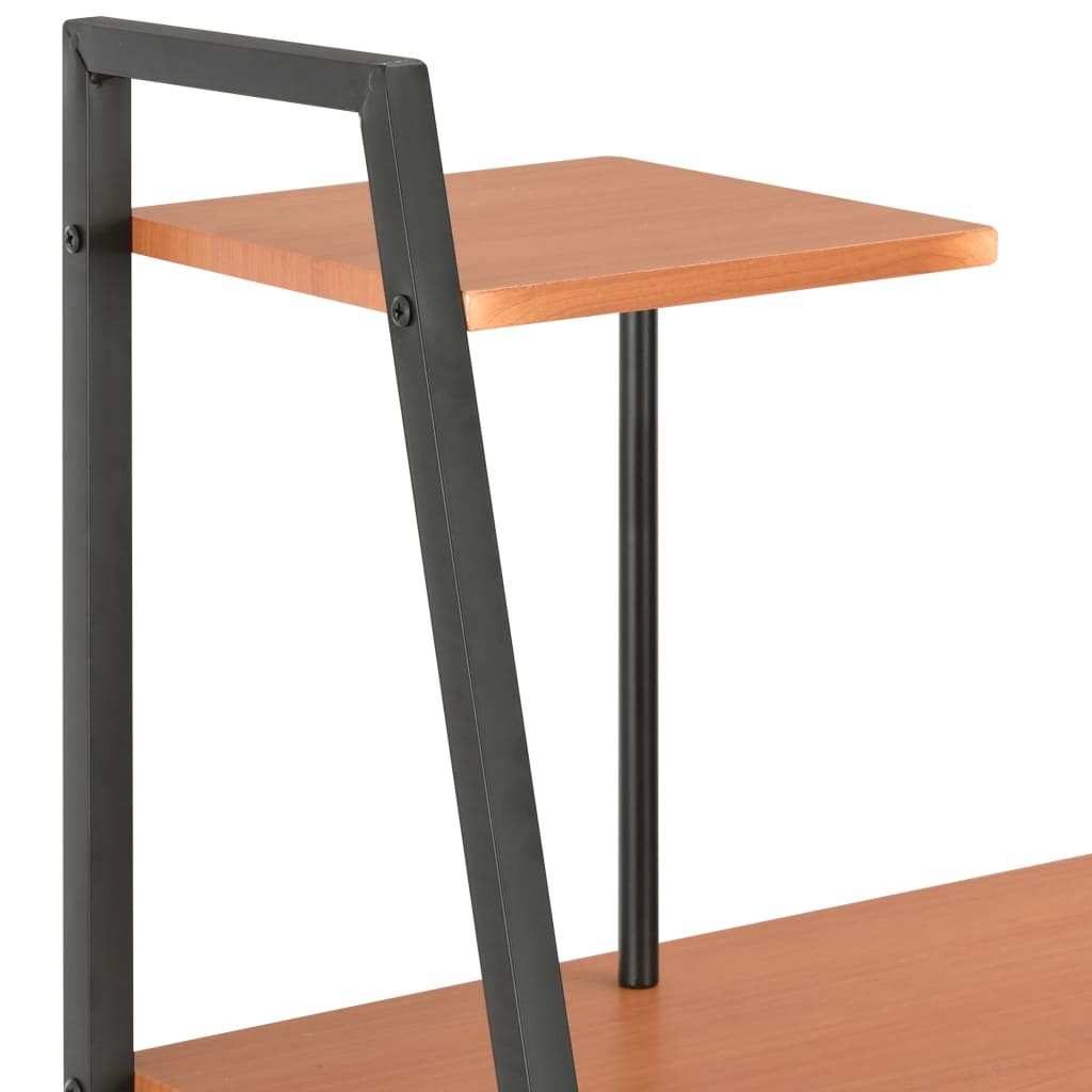 VidaXL Bureau met schappen 102x50x117 cm zwart en bruin