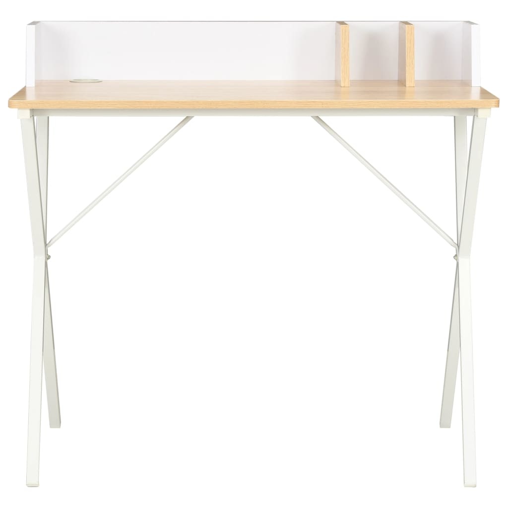 VidaXL Bureau 80x50x84 cm wit en natuurlijk