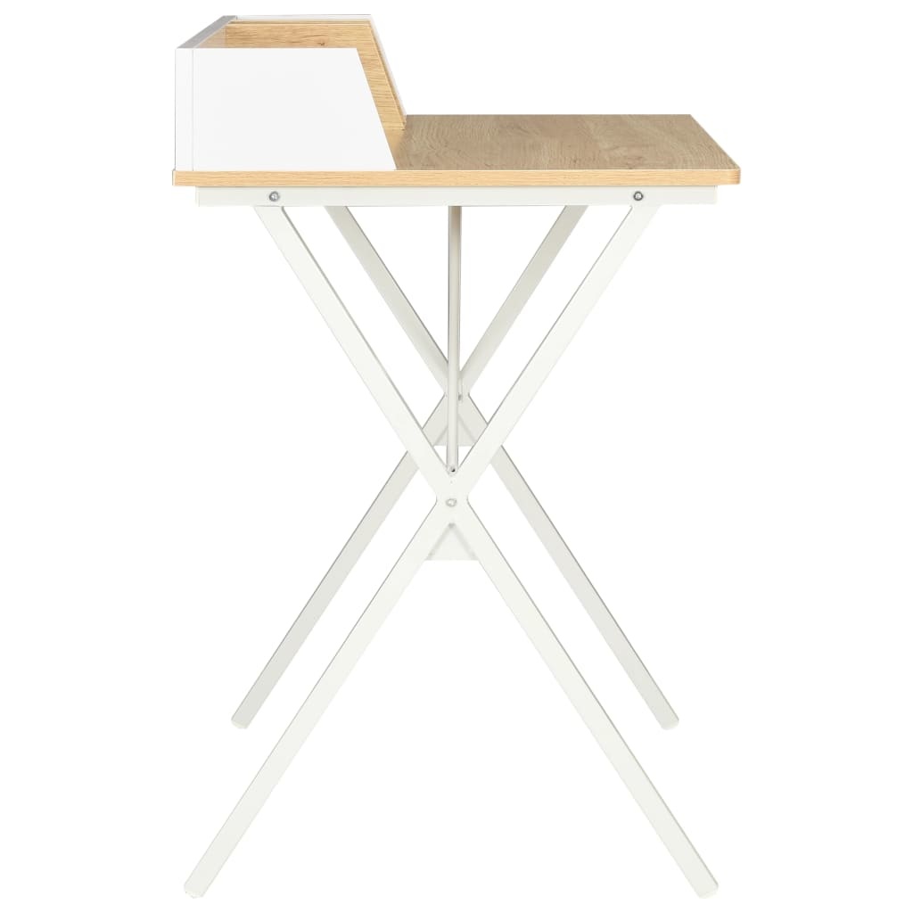 vidaXL Bureau 80x50x84 cm wit en natuurlijk