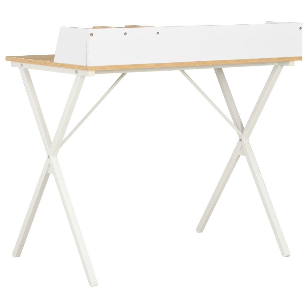 vidaXL Bureau 80x50x84 cm wit en natuurlijk