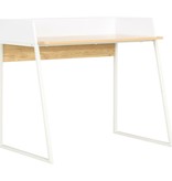 vidaXL Bureau 90x60x88 cm wit en eikenkleurig