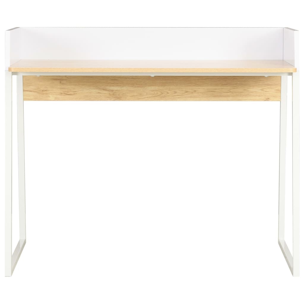 vidaXL Bureau 90x60x88 cm wit en eikenkleurig