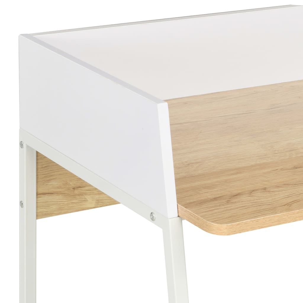 vidaXL Bureau 90x60x88 cm wit en eikenkleurig