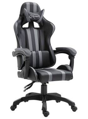 VidaXL Gamingstoel PU grijs