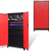 VidaXL Gereedschapskast met 2 deuren 90x40x180 cm staal zwart en rood