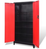 VidaXL Gereedschapskast met 2 deuren 90x40x180 cm staal zwart en rood