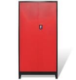 VidaXL Gereedschapskast met 2 deuren 90x40x180 cm staal zwart en rood