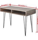 VidaXL Bureau met 2 compartimenten grijs