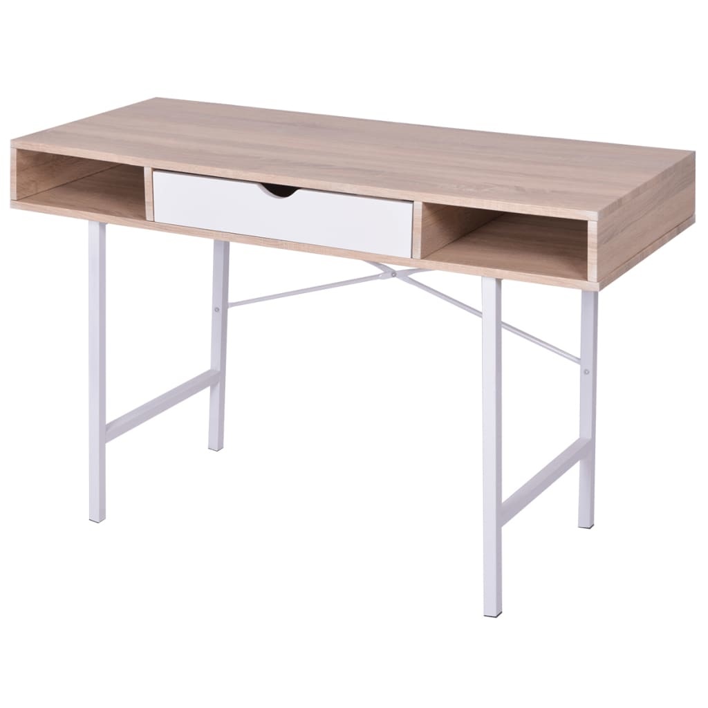 vidaXL bureau met 1 lade eiken en wit