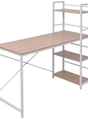 VidaXL Bureau met boekenkast 4-laags eikenkleur