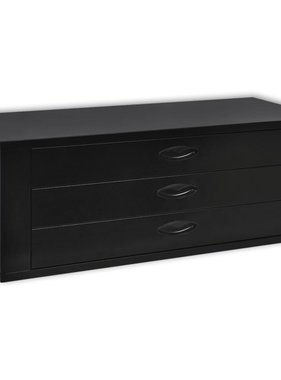 VidaXL Gereedschapskist met 3 lades metaal zwart