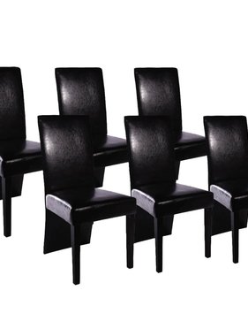 VidaXL Eetkamerstoelen 6 st kunstleer zwart VidaXL Eetkamerstoelen 6 st kunstleer zwart