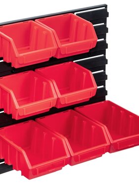 VidaXL 8-delige Opslagbakkenset met wandpaneel rood en zwart