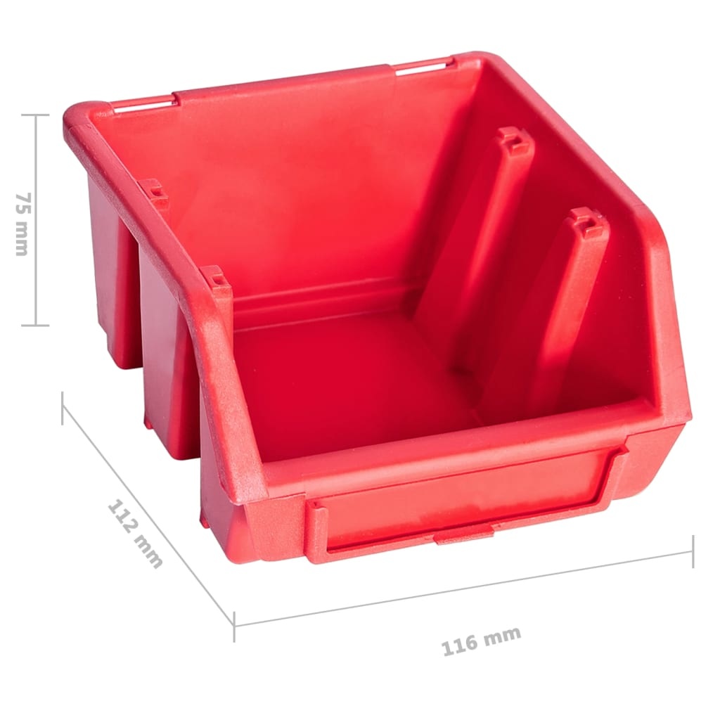 VidaXL 8-delige Opslagbakkenset met wandpaneel rood en zwart