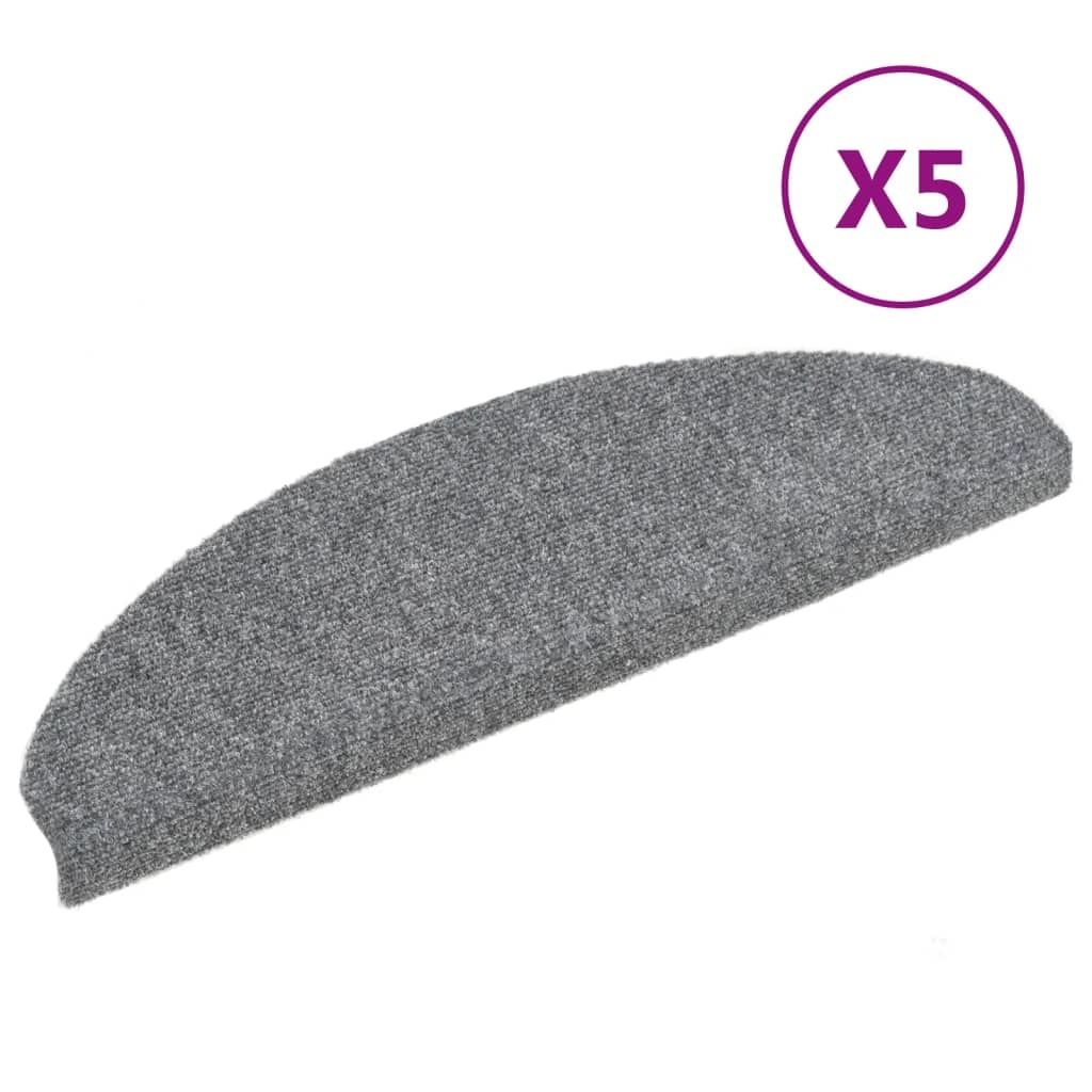 VidaXL Trapmatten zelfklevend 5 st 65x21x4 cm naaldvilt lichtgrijs
