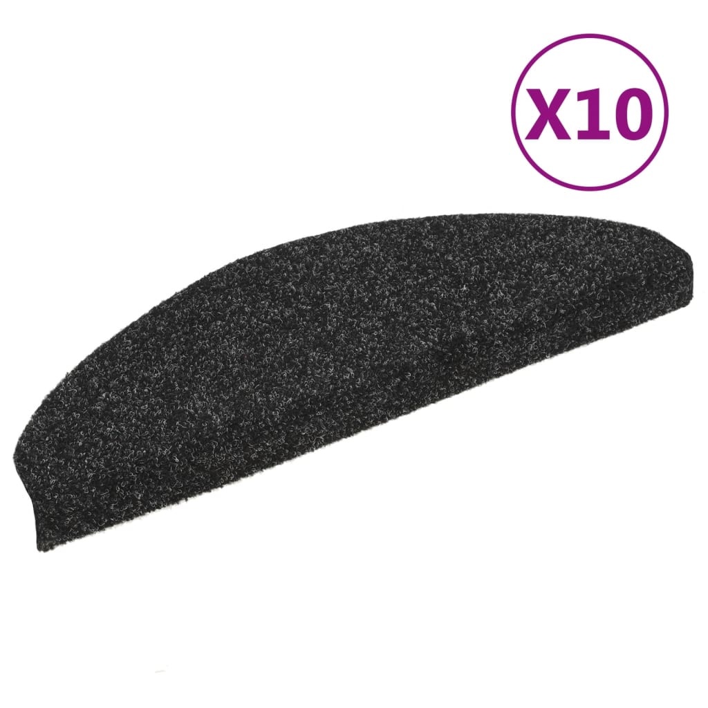 VidaXL Trapmatten zelfklevend 10 st 65x21x4 cm naaldvilt zwart