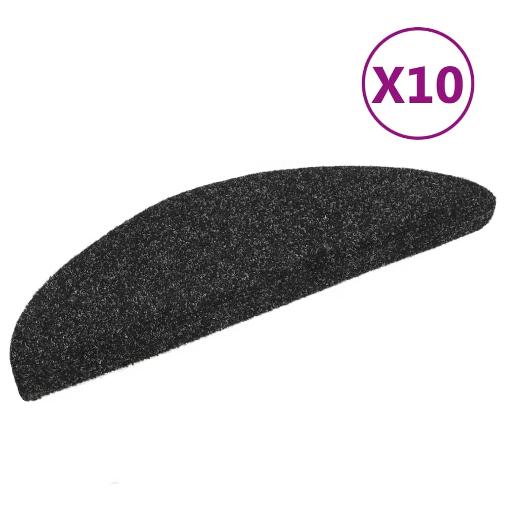 VidaXL Trapmatten zelfklevend 10 st 54x16x4 cm naaldvilt zwart