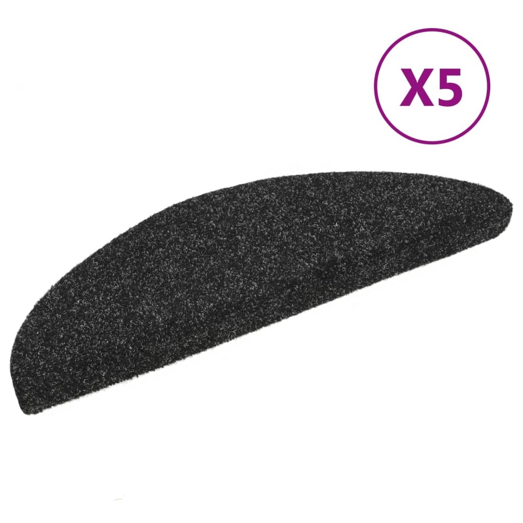 VidaXL Trapmatten zelfklevend 5 st 54x16x4 cm naaldvilt zwart