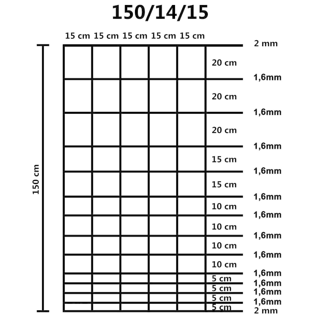 VidaXL Hek 50 m 150 cm gegalvaniseerd staal zilverkleurig