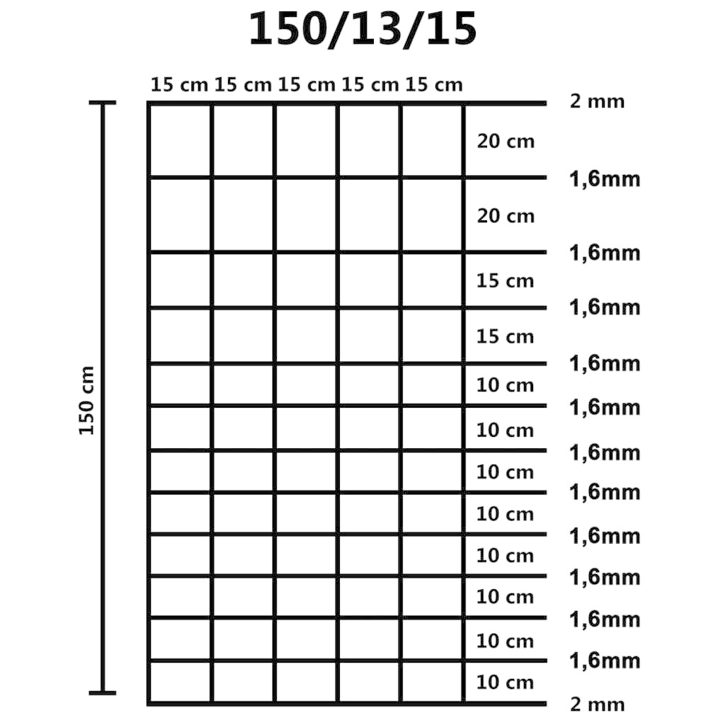 VidaXL Hek 50 m 150 cm gegalvaniseerd staal zilverkleurig