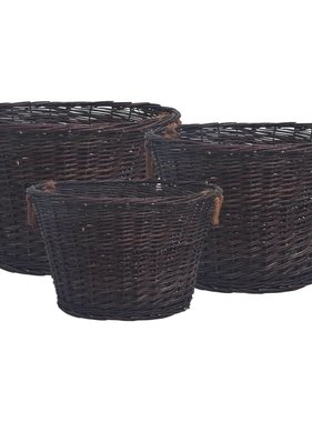 VidaXL 3-delige Houtmandenset stapelbaar wilgenhout donkerbruin