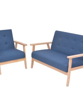 VidaXL Bankstel stof blauw 2-delig