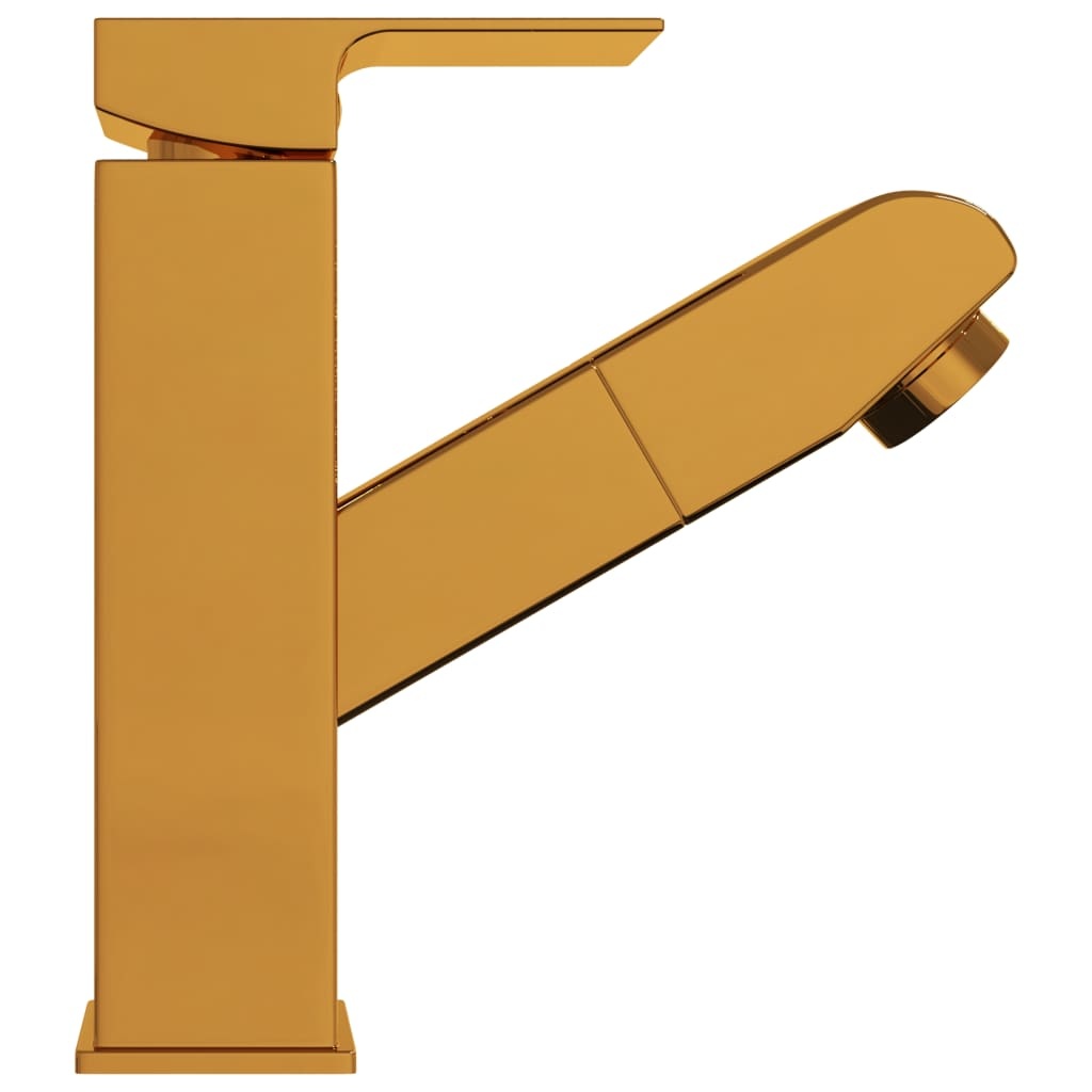 VidaXL Wastafelkraan met uittrekfunctie 157x172 mm goudkleurig