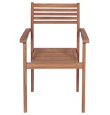 VidaXL Tuinstoelen stapelbaar 6 st met kussens massief teakhout
