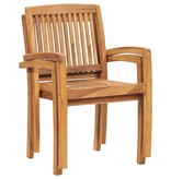 VidaXL Tuinstoelen 2 st met blauwe kussens massief teakhout