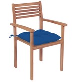 VidaXL Tuinstoelen 2 st met blauwe kussens massief teakhout