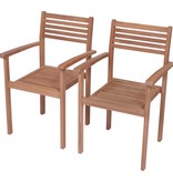VidaXL Tuinstoelen 2 st met blauwe kussens massief teakhout