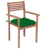 VidaXL Tuinstoelen 2 st met groene kussens massief teakhout