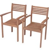 VidaXL Tuinstoelen 2 st met groene kussens massief teakhout
