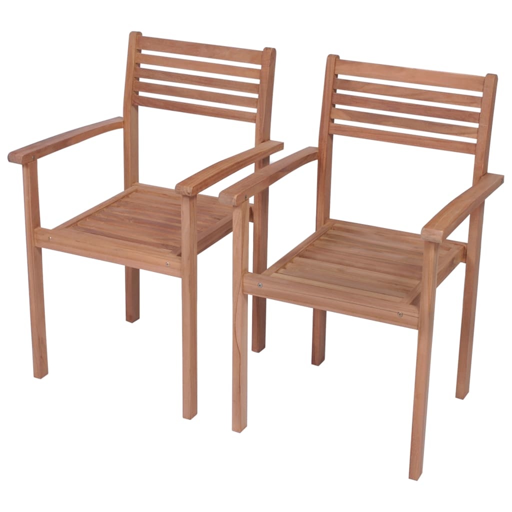 VidaXL Tuinstoelen 2 st met groene kussens massief teakhout