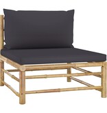 VidaXL 3-delige Loungeset met donkergrijze kussens bamboe