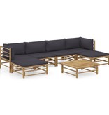 VidaXL 7-delige Loungeset met donkergrijze kussens bamboe