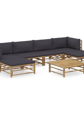 VidaXL 7-delige Loungeset met donkergrijze kussens bamboe