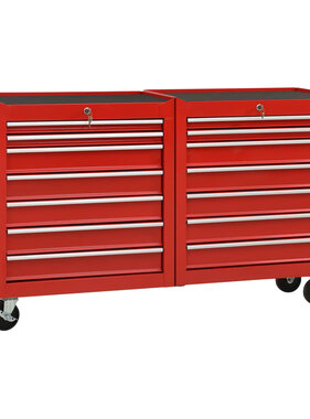 VidaXL Gereedschapswagen met 14 lades staal rood