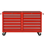 VidaXL Gereedschapswagen met 14 lades staal rood