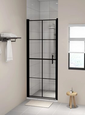 VidaXL Douchedeur 91x195 cm gehard glas zwart
