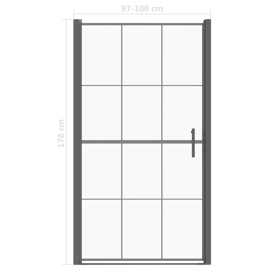 VidaXL Douchedeur 100x178 cm gehard glas zwart