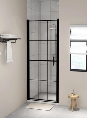 VidaXL Douchedeur 81x195 cm gehard glas zwart