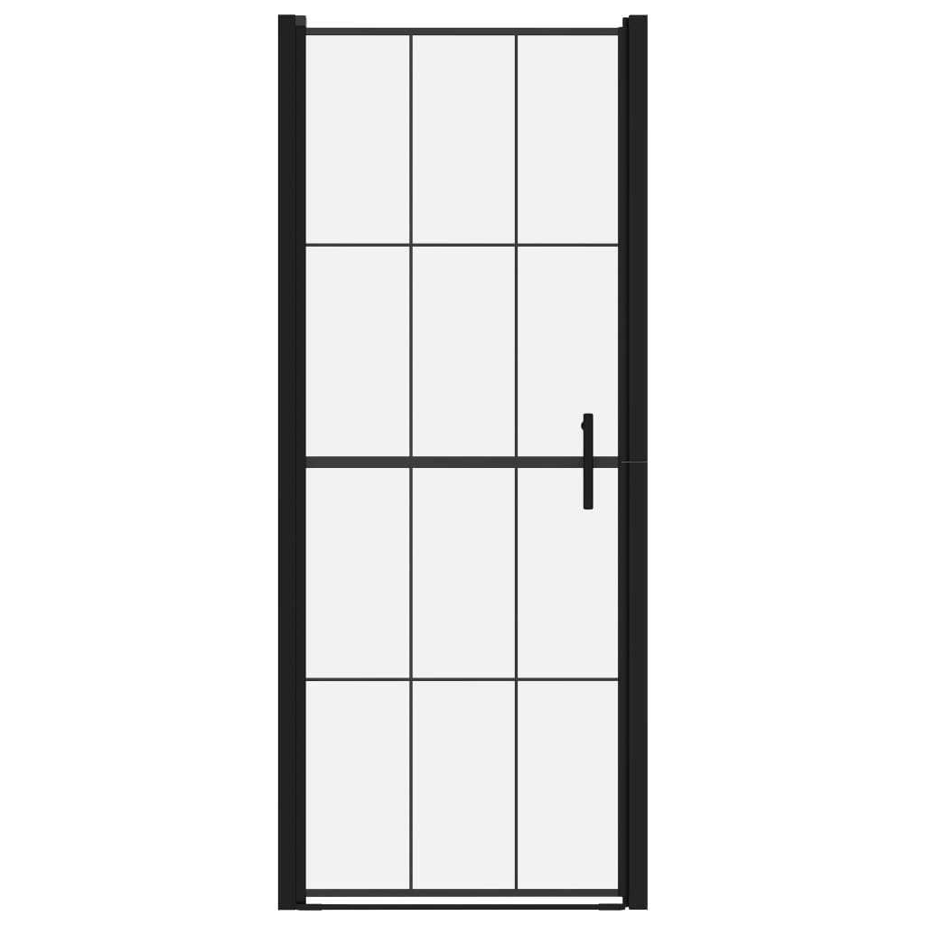 VidaXL Douchedeur 81x195 cm gehard glas zwart
