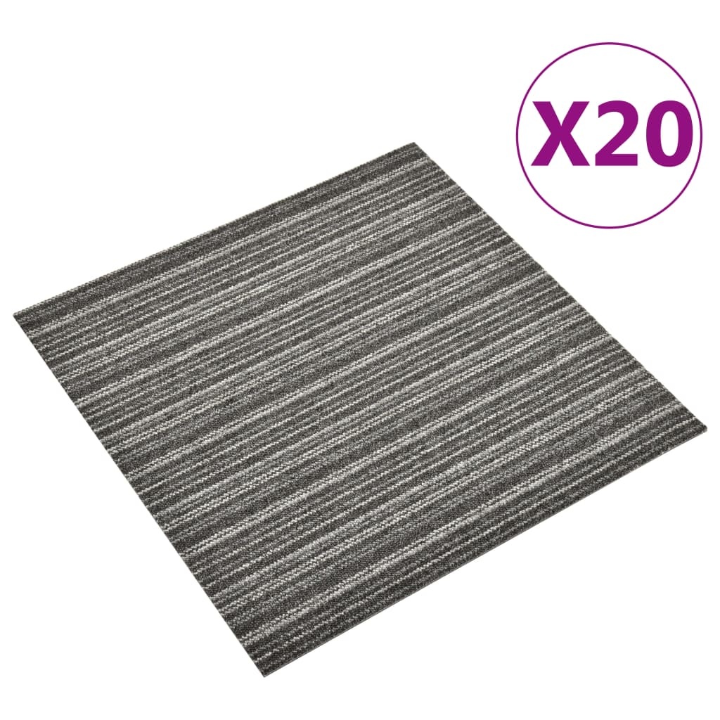 vidaXL Tapijttegels 20 st 5 m² 50x50 cm gestreept antraciet