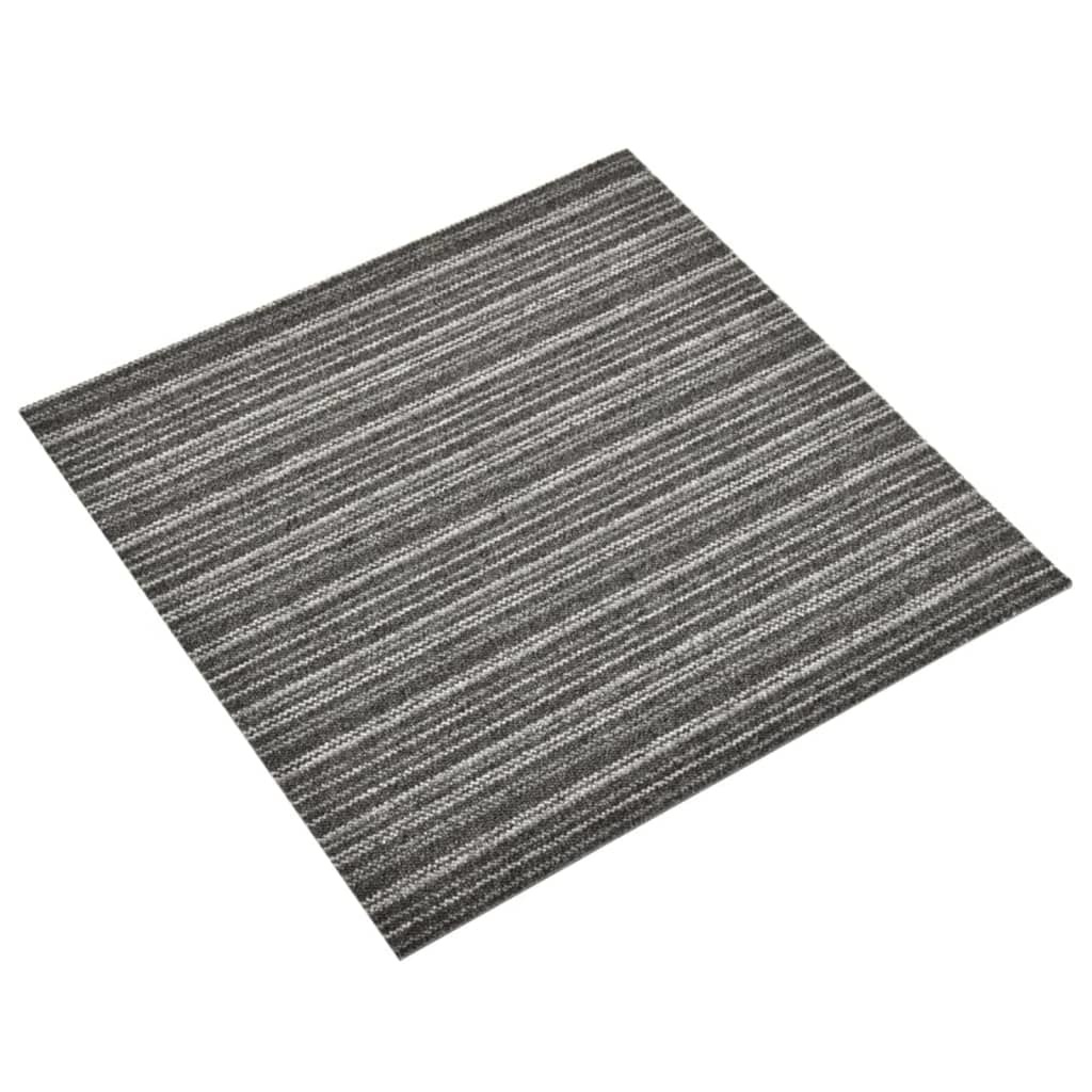 vidaXL Tapijttegels 20 st 5 m² 50x50 cm gestreept antraciet