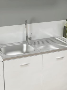 VidaXL Gootsteen met afvoerset 1000x500x155 mm roestvrij staal zilver