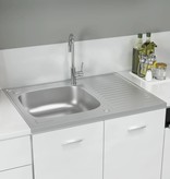 VidaXL Gootsteen met afdruipplaat 800x600x155mm roestvrij staal zilver