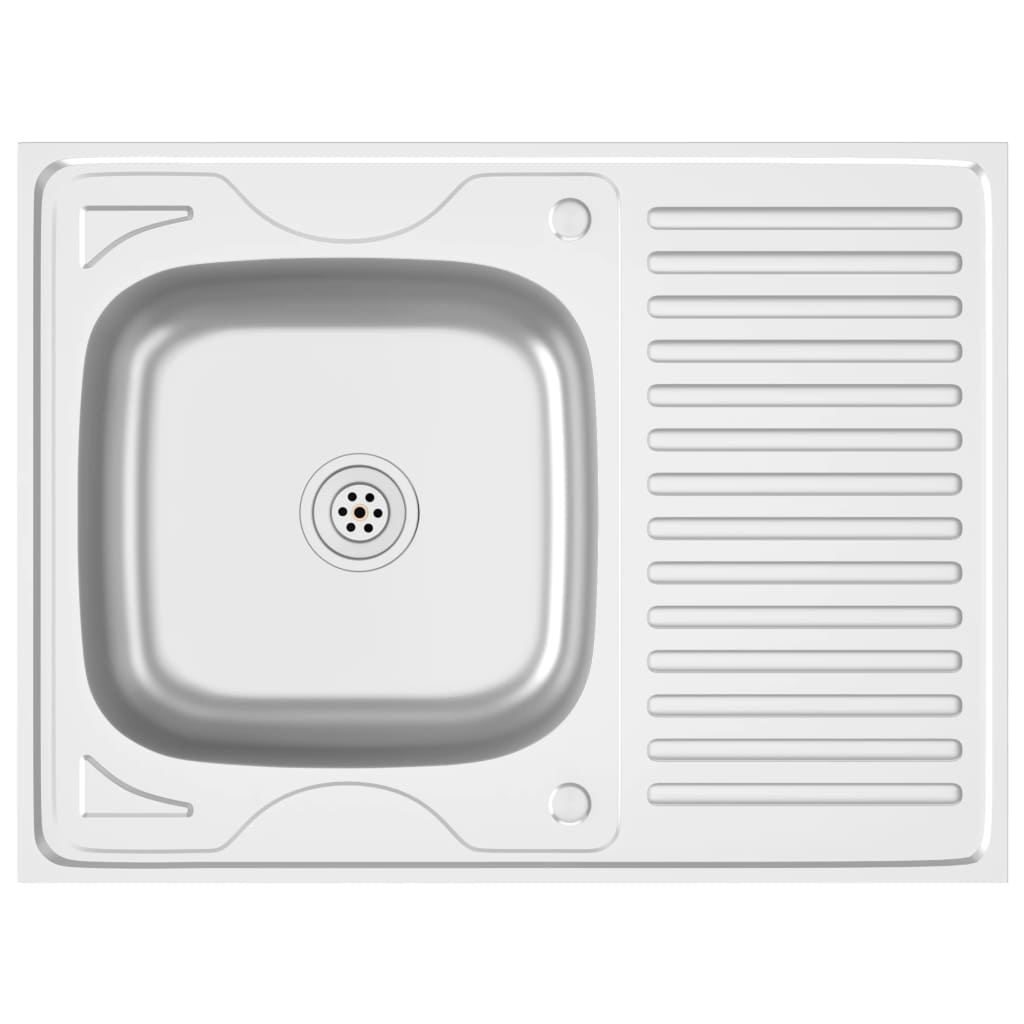 VidaXL Gootsteen met afdruipplaat 800x600x155mm roestvrij staal zilver