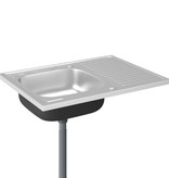 VidaXL Gootsteen met afdruipplaat 800x600x155mm roestvrij staal zilver