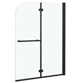 VidaXL Douchewand inklapbaar 2 panelen 95x140 cm ESG zwart